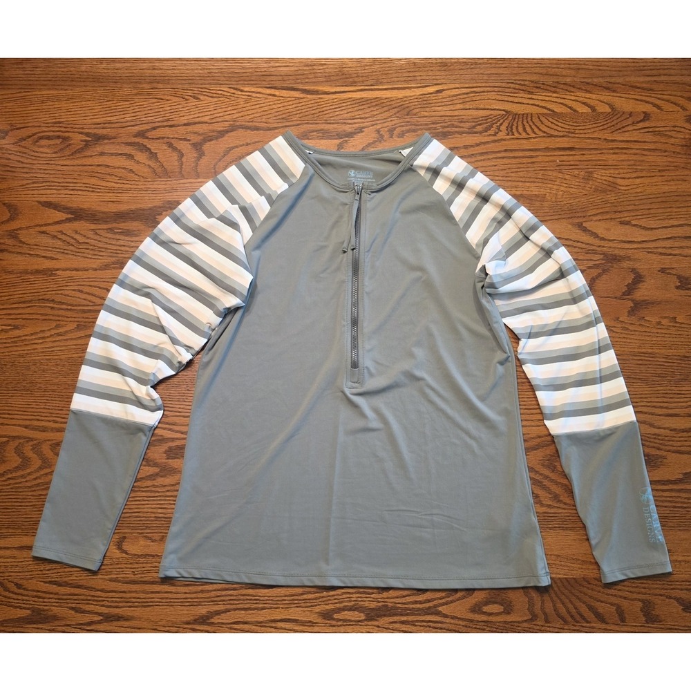 Carve Designs Rash Guard Swim Shirt Womens Large Sage Green Half Zip Beach
